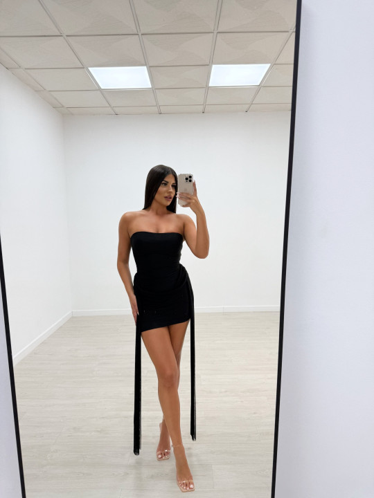 VESTIDO MINI TUL LAZADAS NEGRO VESTIDO MINI TUL LAZADAS NEGRO